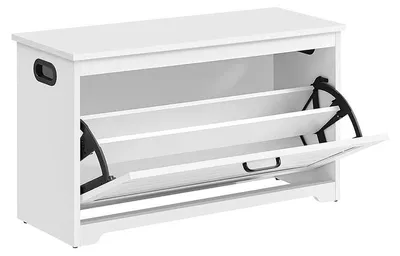 Produktbild von Schuhschrank mit Sitzbank und Klappe, weiß, 80 x 30 x 46 cm