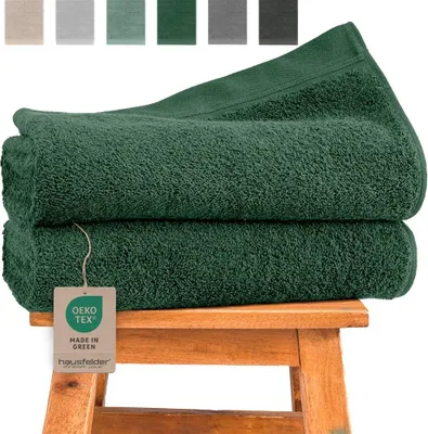 Produktbild von Hausfelder Handtücher Premium Duschtuch 2er Set (Dunkelgrün, 2 Duschtücher 70x140 cm)
