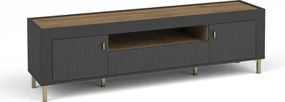 Produktbild von Fernsehschrank Mossa Mo8 Tv-Lowboard 177X52X40Cm Unterschrank Hängend Oder Stand 2 Türen 1 Schublade Schwarz
