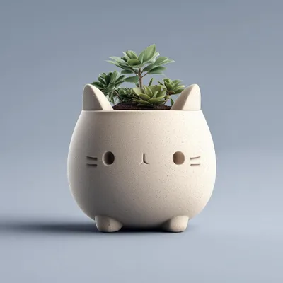Kawaii-Katzen-Pflanzgefäß – Decords Pflanzgefäß, Produktansicht 1