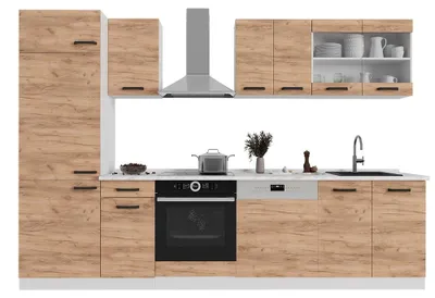 Produktbild von Küchenzeile Vicco R-Line Goldkraft Eiche/Weiß 300 cm AP Eiche, Model 52210