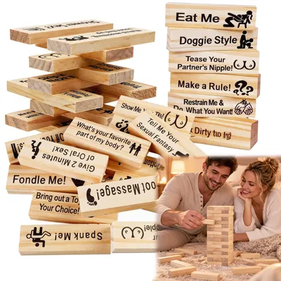 Image de 48 pièces de jeux de société en bois, jeux de construction
