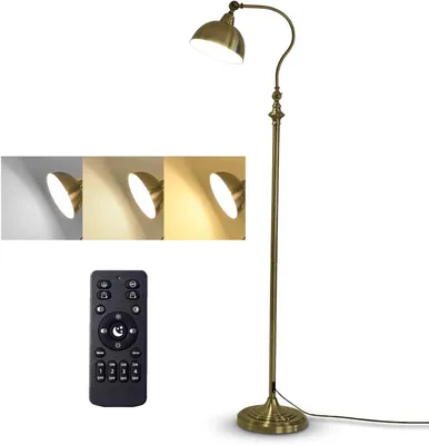 Produktbild von ACMHNC -Stehlampe Vintage Dimmbare, Retro Bronze Industrial Lampe, Augenschutz LED -Lesen Leuchten Fernbedienung (einschließlich Fußschalter), einstel