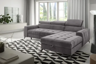 Produktbild von AX LIVING Grau Eckcouch mit Schlaffunktion Arkucio Mini 260cm R