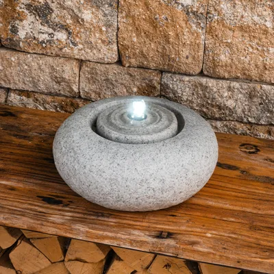 Produktbild von esotec Solar Rundwasserquelle mit LED-Licht, Akku, Solarmodul, Polyresin 101332