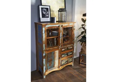 Produktbild von MASSIVMOEBEL24 Highboard Altholz 106x45x136 mehrfarbig lackiert NATURE OF SPIRIT #113