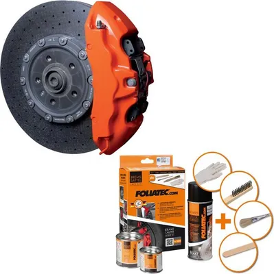 Produktbild von Foliatec Bremssattellack-Set - Flame Orange - 3 Komponenten