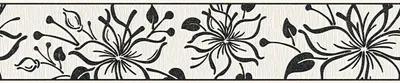 Produktbild von A.S. Création selbstklebende Bordüre Only Borders mit Blumen floral schwarz weiß silber 5,00 m x 0,13 m