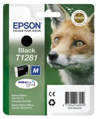 Produktbild von Epson Fox Singlepack Black T1281 DURABrite Ultra Ink, Schwarz, Tinte auf Pigmentbasis, 1 Stück(e)