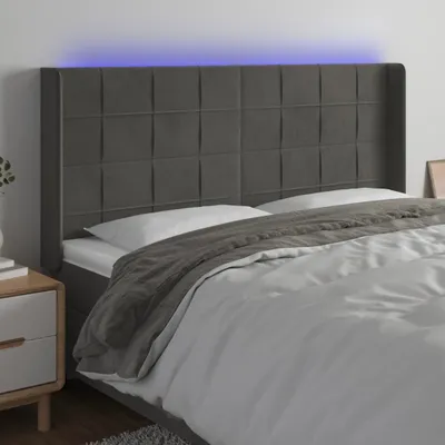Produktbild von Cloris Designermöbel LED Kopfteil Dunkelgrau 203x16x118/128 cm Samt 2024 Neu