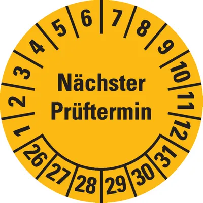 Produktbild von Dreifke® Prüfplakette Nächster Prüftermin, 26-31, gelb, Folie, ablösbare Foli...