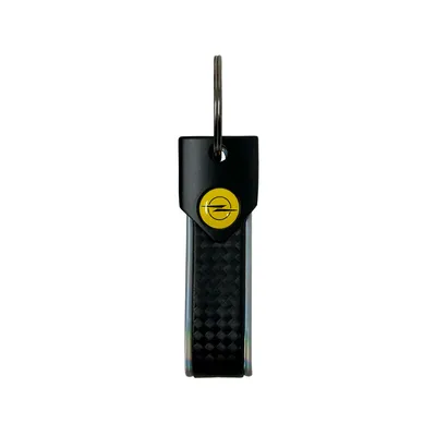 Image de Porte-clés pour voiture Opel, 90 x 20 mm, argent, logo jaune