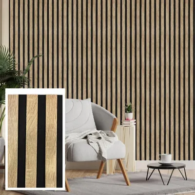 Immagine prodotto di 4 pannelli fonoassorbenti decorativi flessibili in mdf per uso interno naturale 60x275 cm