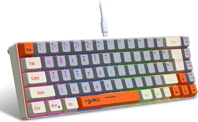 Produktbild von Membrantastatur PC-Gaming-Tastatur, kabelgebundene Tastatur, 68 Tasten, kompakte, farbenfrohe Hintergrundbeleuchtung, Tastenzeile, Typ C auf USB-Kabel, trennbare Tastatur fuer Gaming und Buero