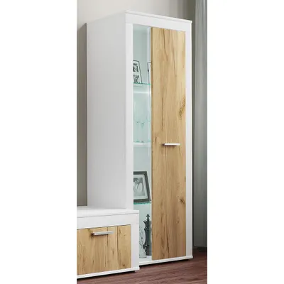 Produktbild von VCM Holz Kommode | Sideboard mit Drehtüren | Highboard mit einer Glastür | Maße ca. H. 159 x B. 60 x T. 35 cm - Usilo