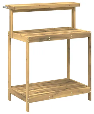 Immagine prodotto di Banca da esterno con vaso integrato, 86,5 x 48,5 x 106 cm, realizzata in legno massello di acacia, finitura bianca