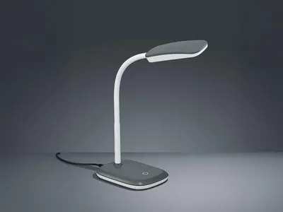 Produktbild von Moderne LED Schreibtischleuchte flexibel in Grau, 36cm hoch mit Touch Dimmer