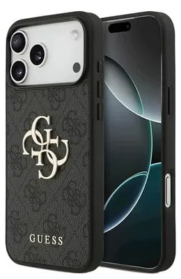 Zdjęcie produktu dla Etui iphone 17 pro hardcase skóra syntetyczna logo czarne