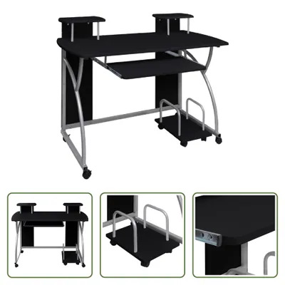Zdjęcie produktu dla The Living Store Biurko komputerowe czarne 110x52x88,5 cm materiał drewnopochodny
