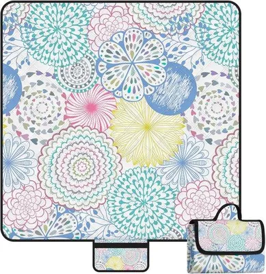Produktbild von Famanu Picknickdecke Wasserfest, 200x200cm - Boho, Sandfrei, Wärmeisolierend