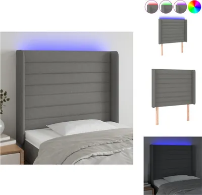 Produktbild von vidaXL LED Kopfteil Dunkelgrau 93x16x118/128 cm Stoff -  Kopf- & Fußenden