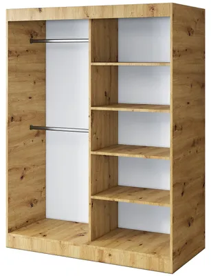 Zdjęcie produktu dla Otwarta Szafa– 150 x 200 cm –Dąb Artisan – Szafa otwarta TROY – z 4 półkami i 2 drążkami