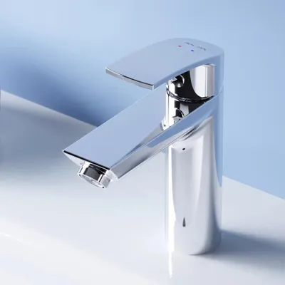 Produktbild von AM.PM Badarmatur mit Pop-Up Ablaufventil für Waschbecken Wasserhahn Bad Chrom Waschtischarmatur mit Ablaufgarnitur Ventil Ablauf