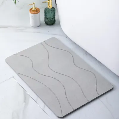 Image de Tapis antidérapant pour salle de bain (60 x 39 cm) - Tapis de douche à séchage rapide, super absorbant - Tapis de sol pour salle de bain, anti-moisissures et hygiénique