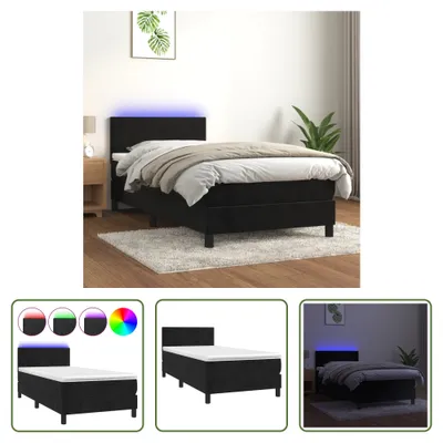 Produktbild von The Living Store Boxspringbett mit Matratze & LED Schwarz 90x190 cm Samt