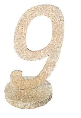 Immagine prodotto di Espositore da tavolo n. 9 in legno glitterato color champagne, 20 cm con base - Taglia unica