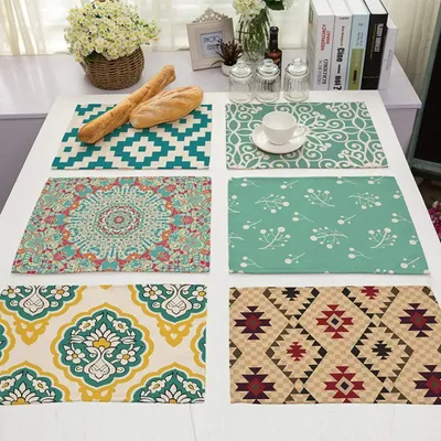 Produktbild von Moderne Tischsets aus hochwertiger Baumwolle und Leinen 42 x 32 cm Set von 6