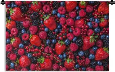Produktbild von MuchoWow® Wandteppich Wandbehang Obst - Wald - Erdbeere 60x40 cm Tapisserie Dekoration Wandtuch - Wanddekorationen