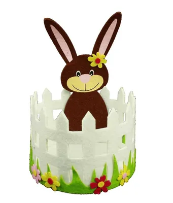 Produktbild von HAAC 2er Deko Filzkorb Ostern Osterkorb Osternest mit Hase rund 22 cm x 16 cm