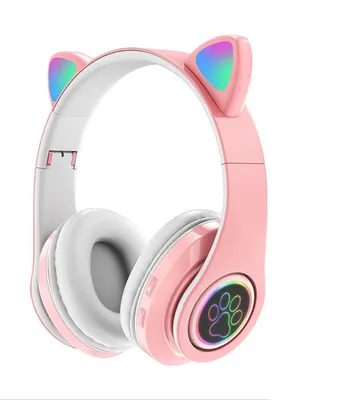Produktbild von Kopfhörer Bluetooth LED kabellos Katzenohr, Faltbare Headset,Wireless Bluetooth 5.0 Glühende Headset Kopfhörer Einstellbare für Smartphone - Rosa