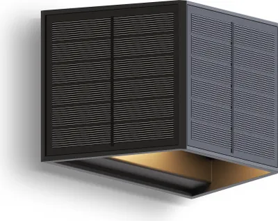 Produktbild von Calex Caserta Solar Wandleuchte, warmweißes Up & Down Licht, solarbetrieben, kabellos, wasserdicht, Schwarz