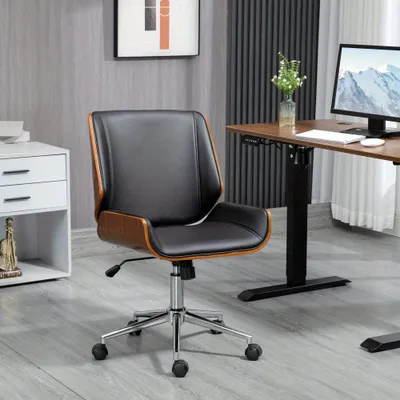 Image de Chaise de bureau - Chaise de bureau vintage ergonomique avec roulettes et fonction d'inclinaison - Noire