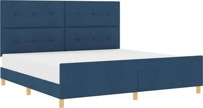 Zdjęcie produktu dla vidaXL Rama łóżka z zagłówkiem niebieska 200 x 200 cm tkanina