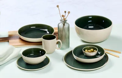 Produktbild von Servierteller 24,5cm tief 4er Set Skog dunkelgrün