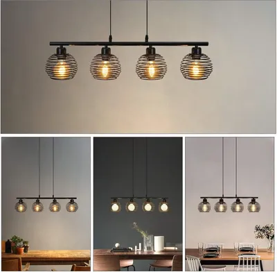 Produktbild von ZMH Pendelleuchte 4 Flammig Vintage Höhenverstellbar Eisen Schwarz E27 Esstischlampe aus Eisen Retro Hängelampe 120 cm Höhenverstellbar