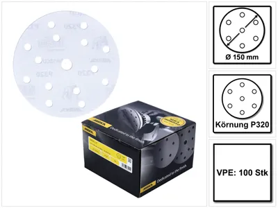 Produktbild von Mirka BASECUT Schleifscheiben 150 mm P320 100 Stk. ( 2261109932 ) Grip 15 Loch