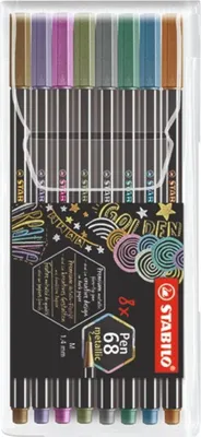 Zdjęcie produktu dla Wysokiej jakości metaliczny flamaster - STABILO Pen 68 metallic - 8-pak - z 8 różnymi metalicznymi kolorami