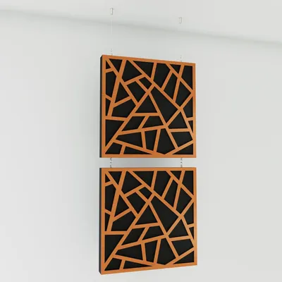 Zdjęcie produktu dla Zestaw 2 sztuk — dekoracyjne panele akustyczne do zawieszenia | 100 x 50 cm | Wiszące przegrody pokojowe | Modułowe panele dźwiękochłonne | SKYROSS | Wiśnia