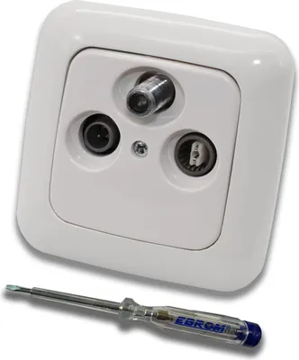 Produktbild von Busch Jäger SET: Unterputz 3-Loch Dose 47-2150 MHz, Enddose - Stichdose, Radio/TV/SAT-Kompatibilität. Inkl. ReflexSi alpinweiß 1fach Rahmen + Abdeckung + EBROM Phasenprüfer zur Montage des Geräts