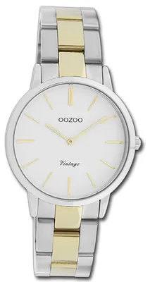 Immagine prodotto di Oozou, orologio da polso da uomo, collezione Vintage, cinturino in metallo argento e oro, movimento al quarzo, display analogico, modello D3UOC20044