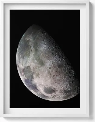 Produktbild von Mond am schwarzen Himmel– Wandbild mit Rahmen – Gerahmtes Bild  – Wanddekoration – 60x80 cm –  Weiß Rahmen