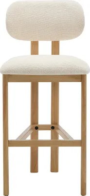 Produktbild von 2er Set Barhocker aus strukturiertem Stoff und Kautschukholz - Creme - YELAZ