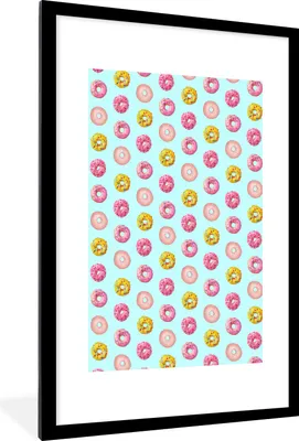 Produktbild von MuchoWow® MuchoWow® Gerahmtes Poster Donut - Muster - Farben 60x90 cm - Poster mit zchwarzem Bilderrahmen - Dekoration - Wandposter Wohnzimmer - Hochwertig