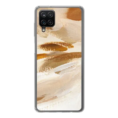 Produktbild von MuchoWow® Handyhülle Schutzhülle Hülle für Samsung Galaxy A12 Farbe - Beige - Weiß Silikon Softcase Handy Hülle - Bild