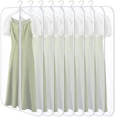 Productafbeelding van PromoHome® Set van 8 kledingbeschermhoezen - Transparante kledingzakken met rits, 60x140 cm - Beschermhoes voor overhemden