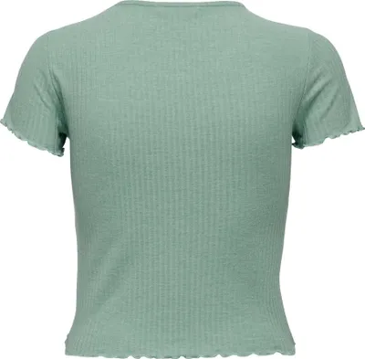 Image de T-shirt côtelé Cropped Manches courtes Col rond Top ventre nu ONLEMMA | XS